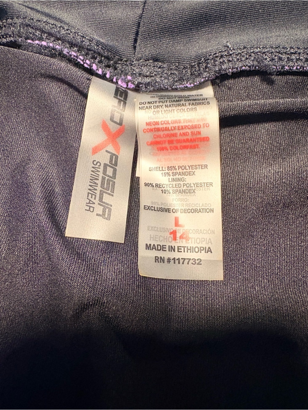 Women's Black swim Shorts with Purple Trim large - Picture 3 of 3